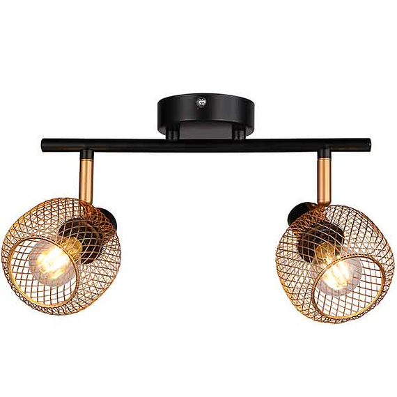 BARRA 2 LUCES E14 INDO MALLA METAL DORADO MATE S_A