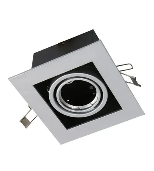 FOCO EMBUTIDO GU10 1 LUZ CUADRADO GRIS 50W MAX SIN AMP