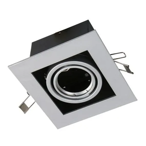 FOCO EMBUTIDO GU10 1 LUZ CUADRADO GRIS 50W MAX SIN AMP
