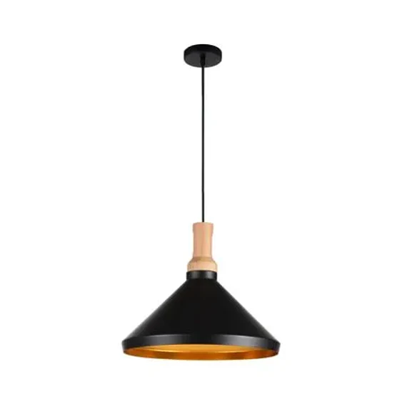 LAMPARA COLGANTE MACY GOLD 1L E27NEGRO DORADO SIN AMP