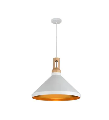 LAMPARA COLGANTE MACY GOLD 1L 327 BLANCO DORADO D36CM SIN AMP