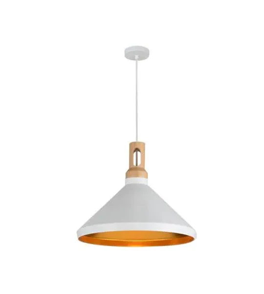 LAMPARA COLGANTE MACY GOLD 1L 327 BLANCO DORADO D36CM SIN AMP