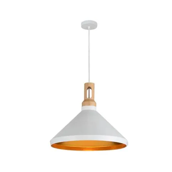 LAMPARA COLGANTE MACY GOLD 1L 327 BLANCO DORADO D36CM SIN AMP