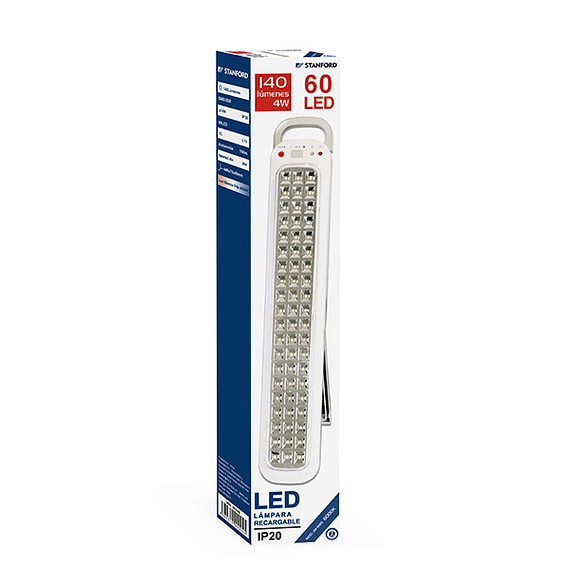 LAMPARA RECARGABLE 60 LED 4W 140 LUMINE STANFORD