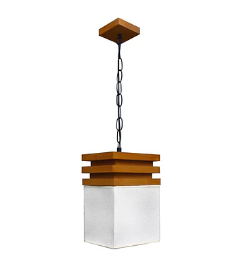 LAMPARA COLGANTE 1 LUZ E27 PANTALLA DE MADERA CAFE+VIDRIO