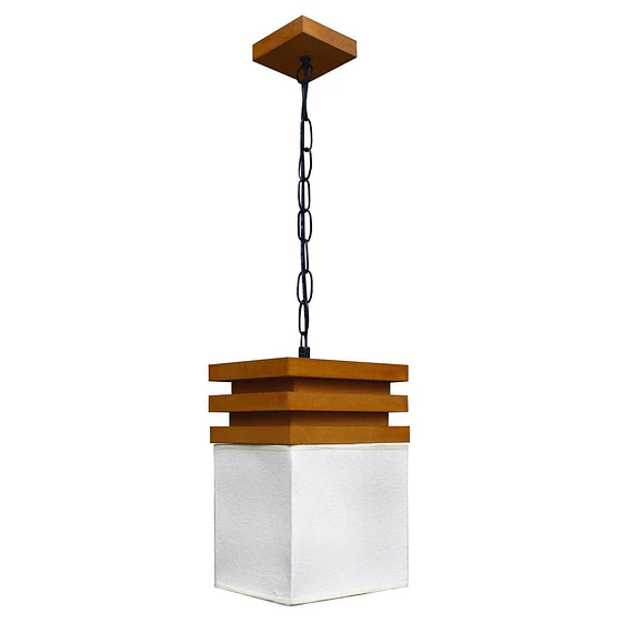 LAMPARA COLGANTE 1 LUZ E27 PANTALLA DE MADERA CAFE+VIDRIO