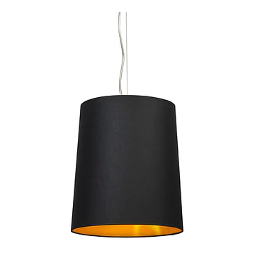 LAMPARA COLGANTE 1 LUZ E27 PANTALLA NEGRA INTERIOR DORADO
