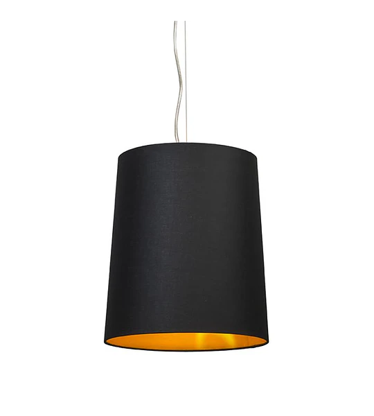 LAMPARA COLGANTE 1 LUZ E27 PANTALLA NEGRA INTERIOR DORADO