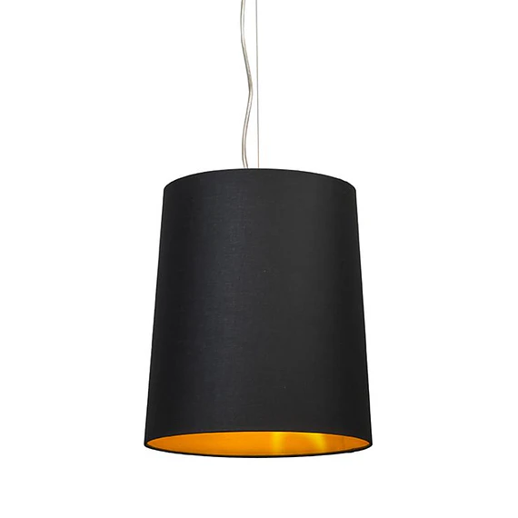 LAMPARA COLGANTE 1 LUZ E27 PANTALLA NEGRA INTERIOR DORADO