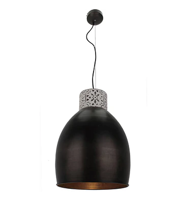 LAMPARA COLGANTE 1 LUZ E27 PANTALLA NEGRA-INT DORADO