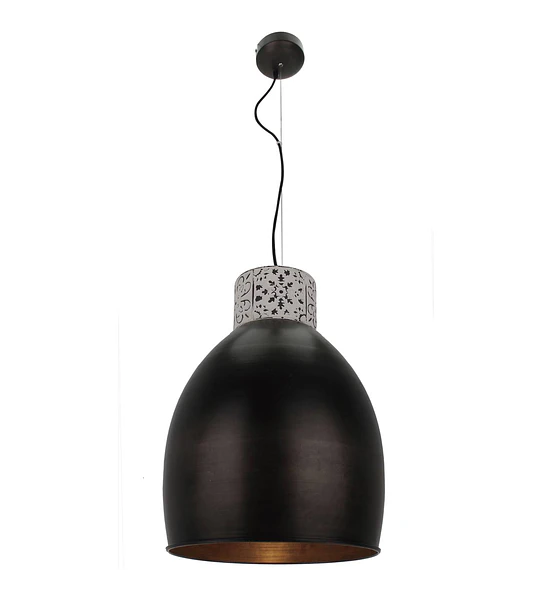 LAMPARA COLGANTE 1 LUZ E27 PANTALLA NEGRA-INT DORADO