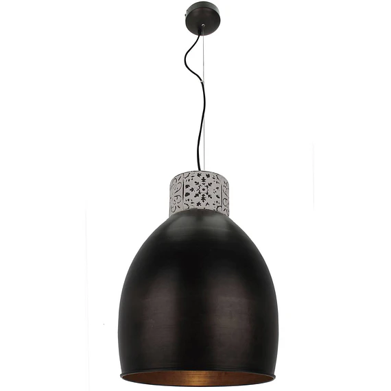 LAMPARA COLGANTE 1 LUZ E27 PANTALLA NEGRA-INT DORADO