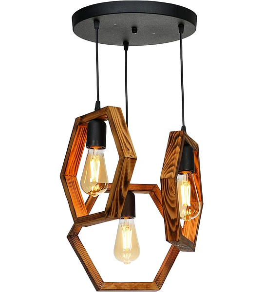 LAMPARA COLGANTE 3 LUCES FORMA DE HEXAGONOS