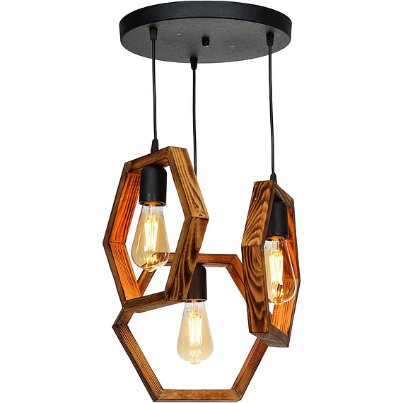 LAMPARA COLGANTE 3 LUCES FORMA DE HEXAGONOS