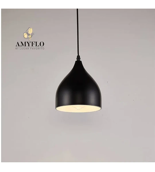 LAMPARA COLGANTE 1LUZ E27 PANTALLA METAL NEGRO INTERIOR BLANCO