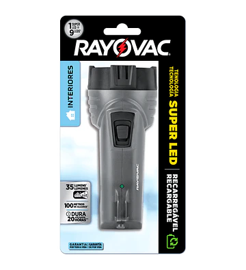 LINTERNA RAYOVAC RECARGABLE 35LUMENES 100MTS ALCANCE DURA 20HRS