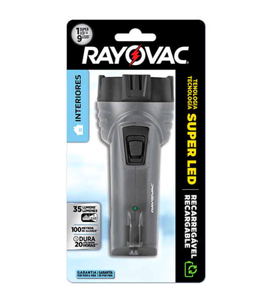 LINTERNA RAYOVAC RECARGABLE 35LUMENES 100MTS ALCANCE DURA 20HRS