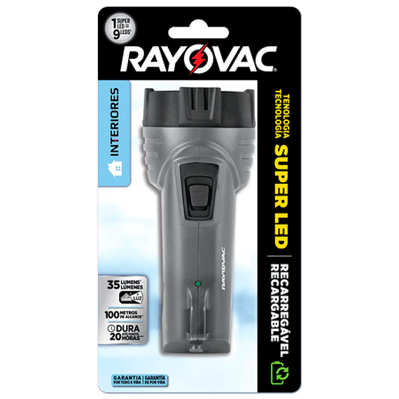 LINTERNA RAYOVAC RECARGABLE 35LUMENES 100MTS ALCANCE DURA 20HRS