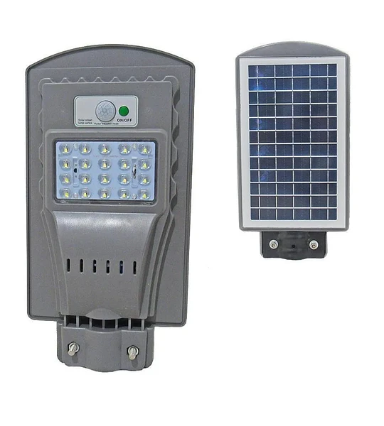 FOCO LED SOLAR 30W POSTE SENSOR MOVIMIENTO ANCLAJE