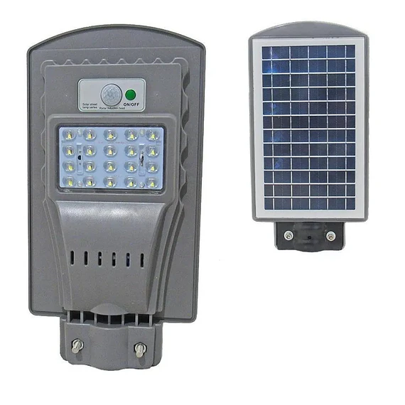 FOCO LED SOLAR 30W POSTE SENSOR MOVIMIENTO ANCLAJE