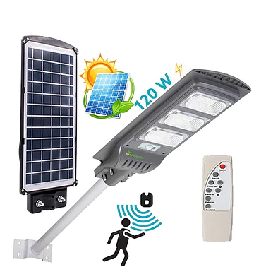 FOCO LED SOLAR 120W AK CON SOPORTE METALICO BLANCO