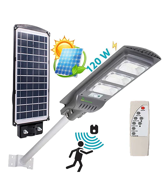 FOCO LED SOLAR 120W AK CON SOPORTE METALICO BLANCO