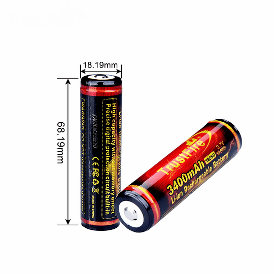 Batería Recargable 3.7v Trustfire Infierno 18650 3400mah Proteccion