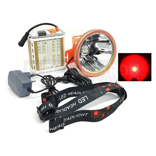 Foco Led Caza 800w Rojo Linterna Minera Recargable