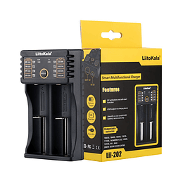 Cargador Doble LiitoKala 18650 Lii-202 USB + USB OUT