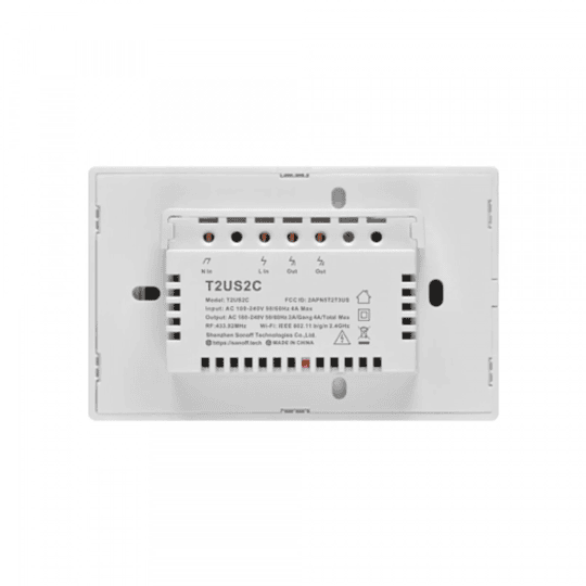 Interruptor de Pared Sonoff de 2 Canales WiFi + RF