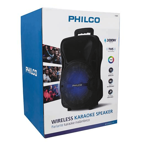 Parlante Karaoke Philco 8 Pulgadas 3000W 758BK