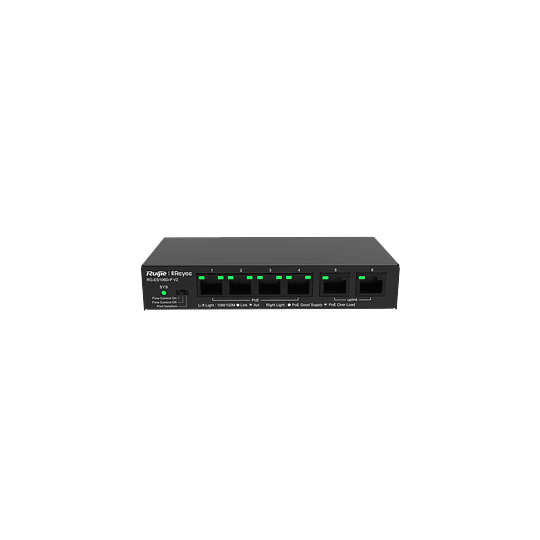 Switch Reyee 6 Canales 10/100Mbps 4 POE 54W RG-ES106D-P-V2