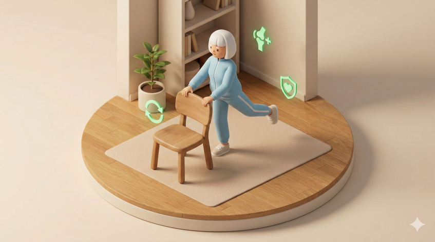 Rutina simple de ejercicios para prevenir caídas en Adultos Mayores