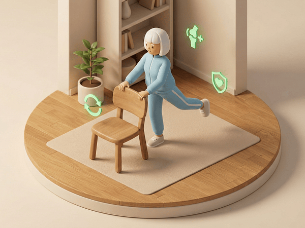 Rutina simple de ejercicios para prevenir caídas en Adultos Mayores