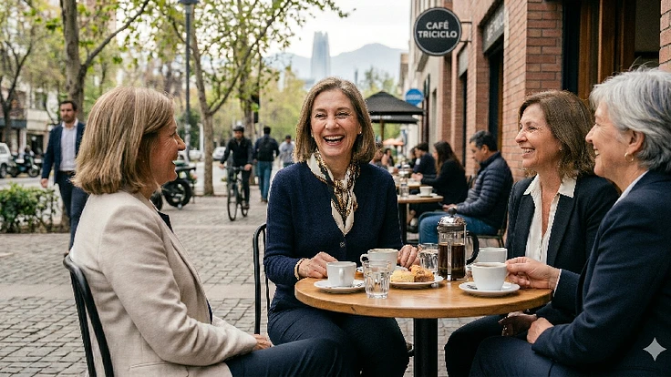 Un café con amigas, sin preocuparse por el celular. Si pasa algo, basta un botón