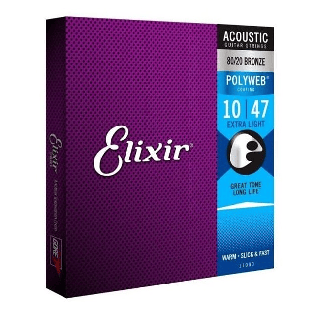 Elixir 11000 (Electro) acústica 80/20 metálicas  Extra Light 10-47