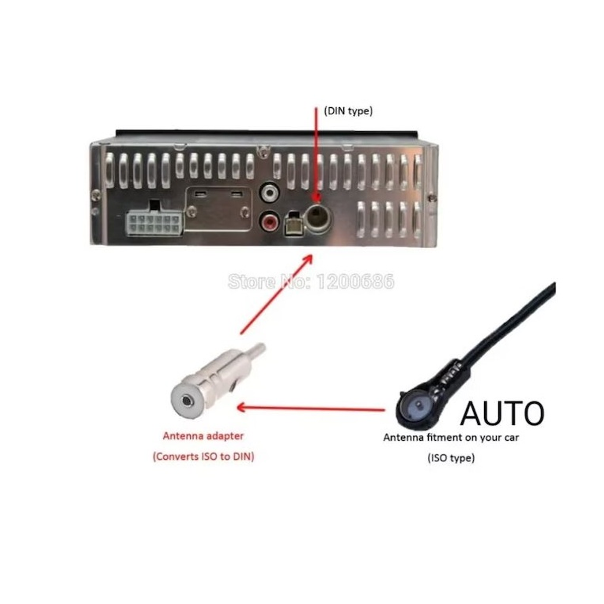 Adaptador de Antena ISO - DIN de Coche, Conexión Radio de Automóvil, Equipo  Audio de Vehículo, REY : : Electrónica