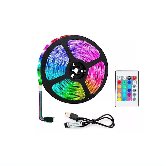 Cinta Tira Led 5 Metros Control Rgb 5050 Usb 5v