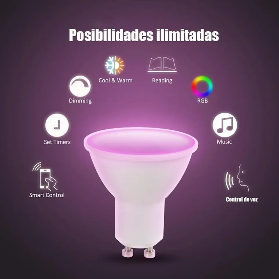 Pack 3 Ampolletas Smart Wifi GU10 5w 2