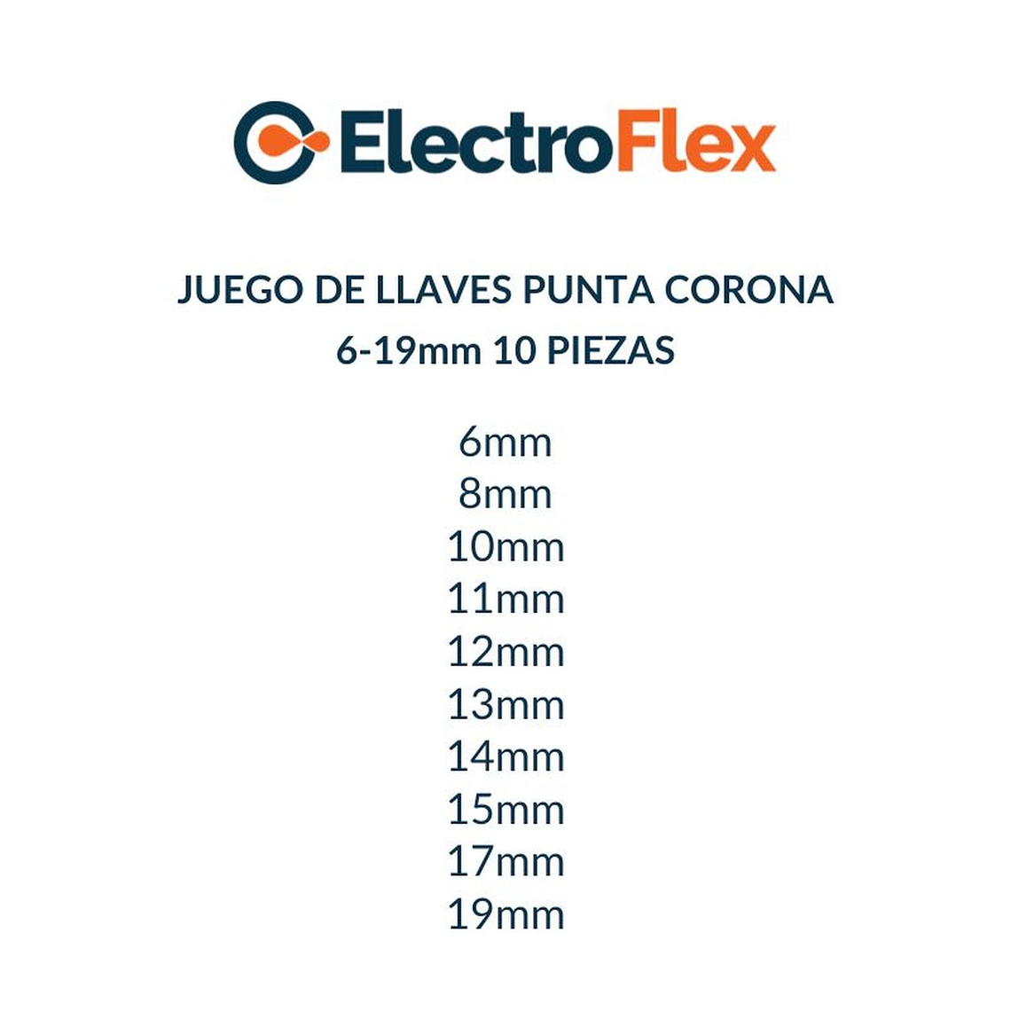 Juego de Llaves Punta Corona 6-19mm 10 piezas 7