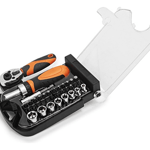 Atornillador Con Chicharra Kendo Punta Y Dados 35 Piezas