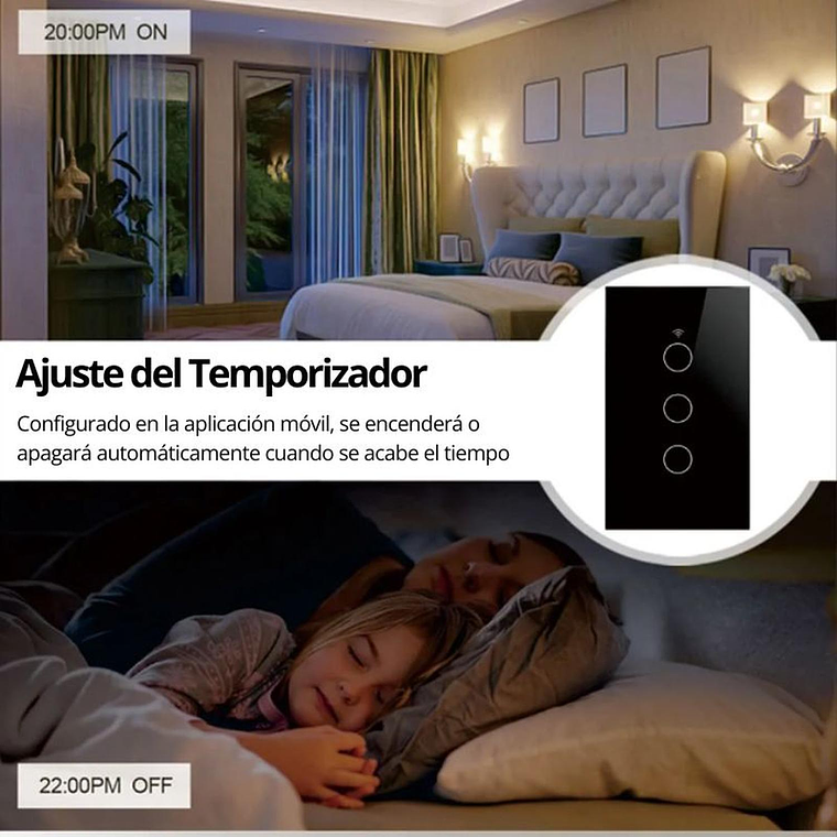 Interruptor inteligente Wifi Touch Negro Doble 6