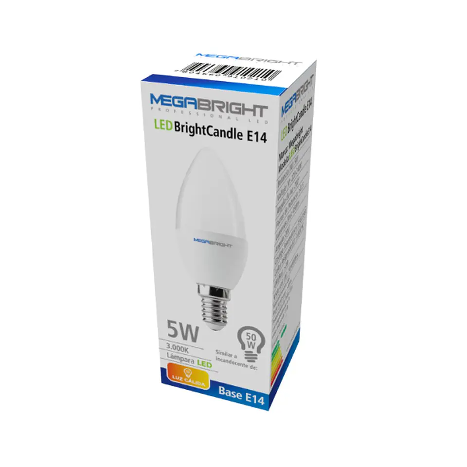Ampolleta Led tipo Vela Bright Candle 5w Luz Cálida Color 3000k E-14 2