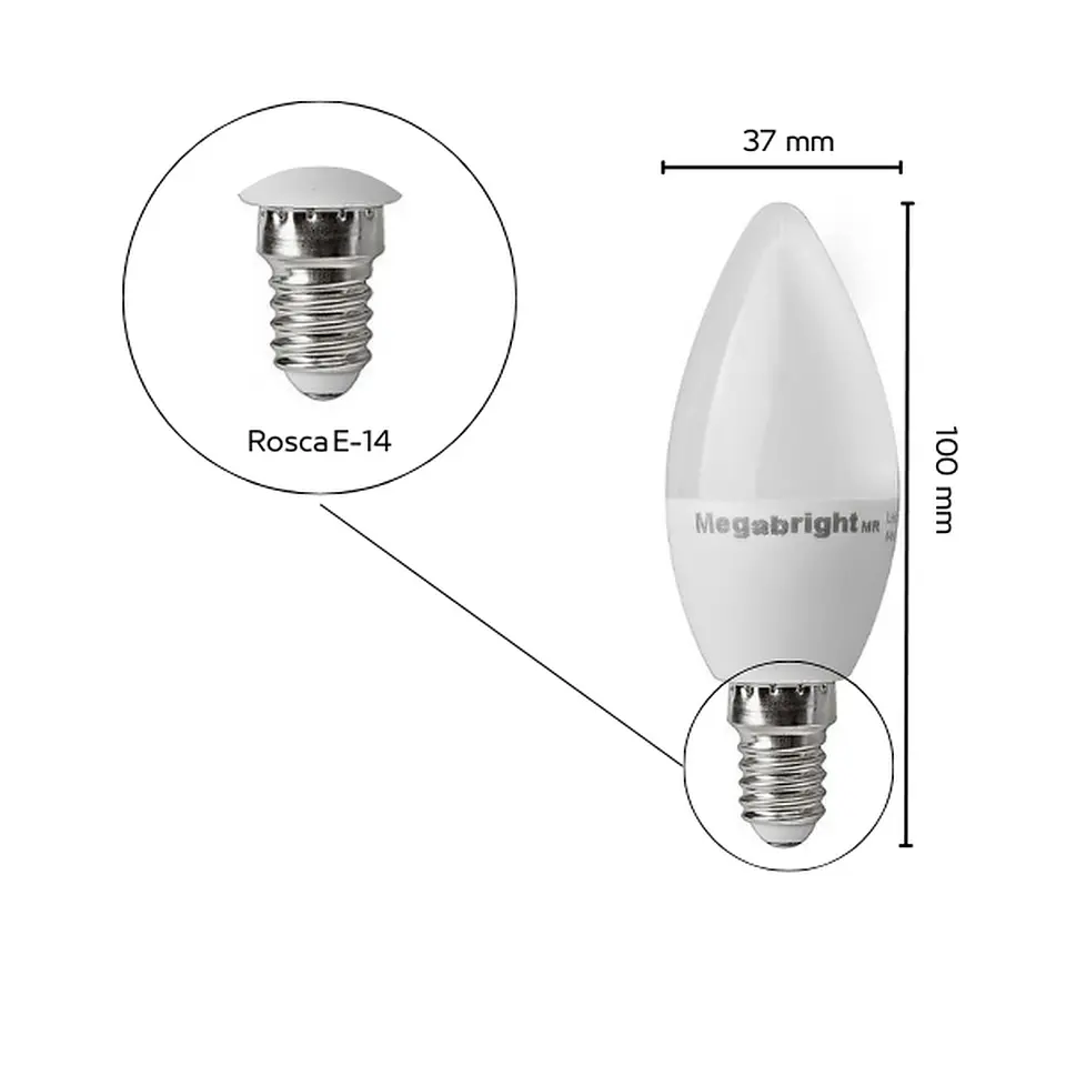 Ampolleta Led tipo Vela Bright Candle 5w Luz Cálida Color 3000k E-14 3