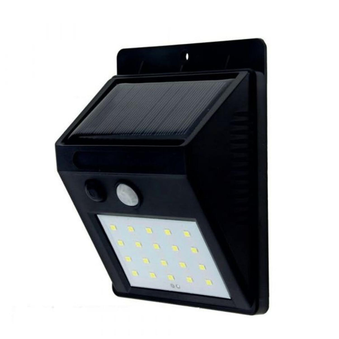Aplique Solar Led Negro 3w Luz Fria Sensor Mov 1