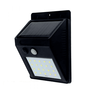 Aplique Solar Led Negro 3w Luz Fria Sensor Mov