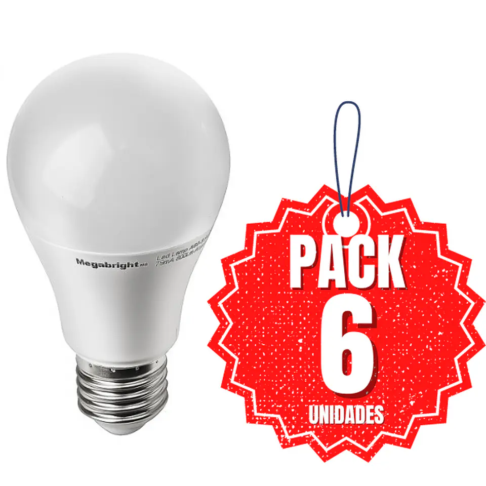 Ampolletas LED Pack 6 un 9w E27 Luz Fria 6400k 2