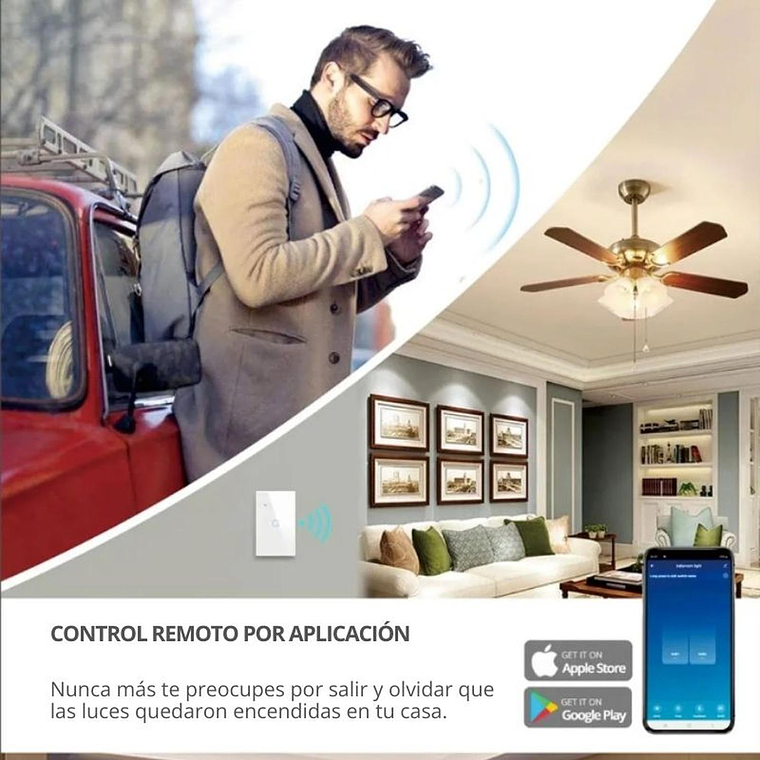 Interruptor inteligente Wifi Touch Blanco Simple 5