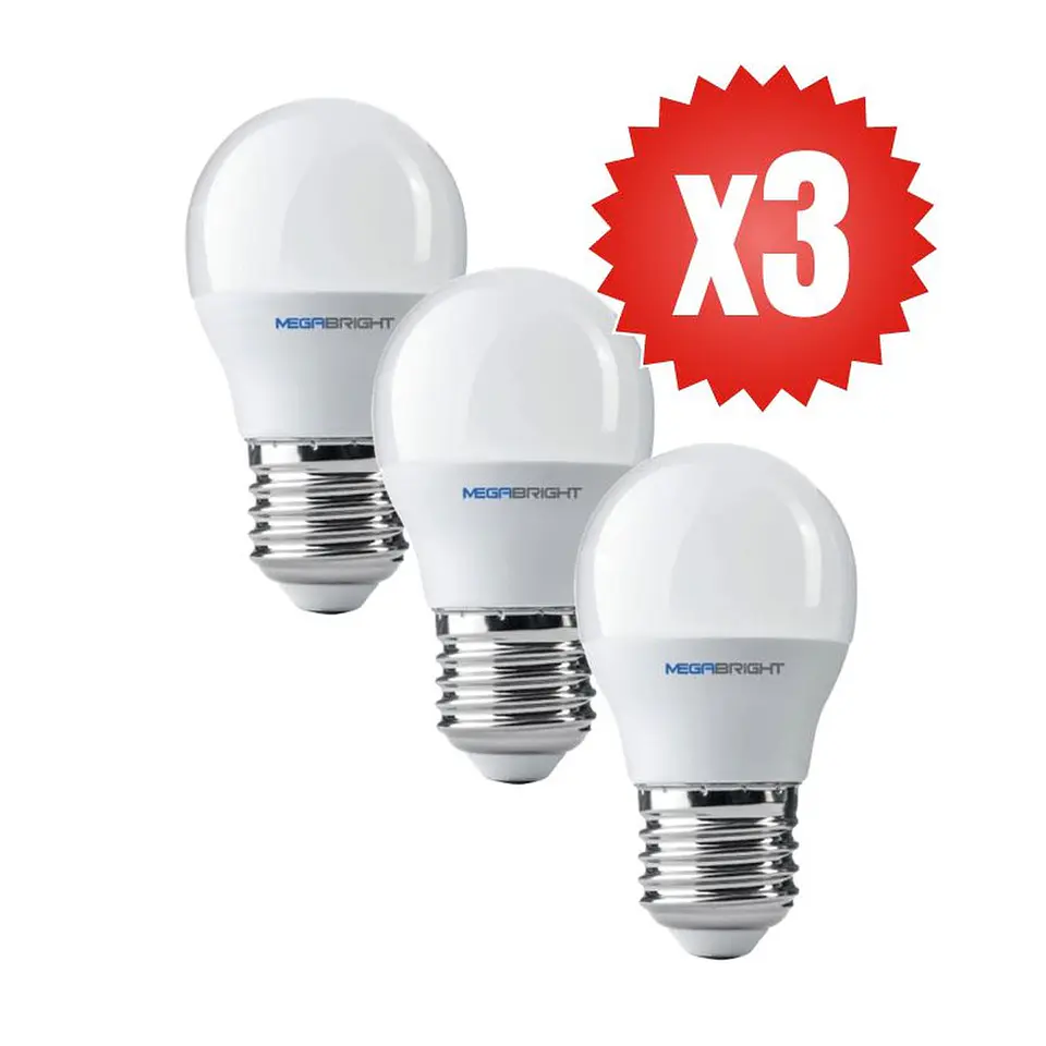 Pack 3un Ampolleta Led Clasica A60 9w/Luz fria E27 Megabright 2