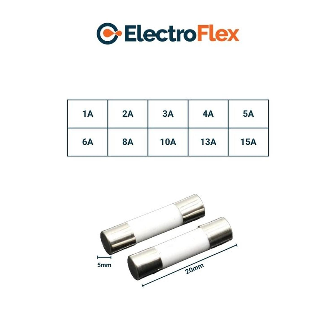 Kit Fusibles Cerámico Corto 5mm/20mm 1A-15A 100 unidades 6